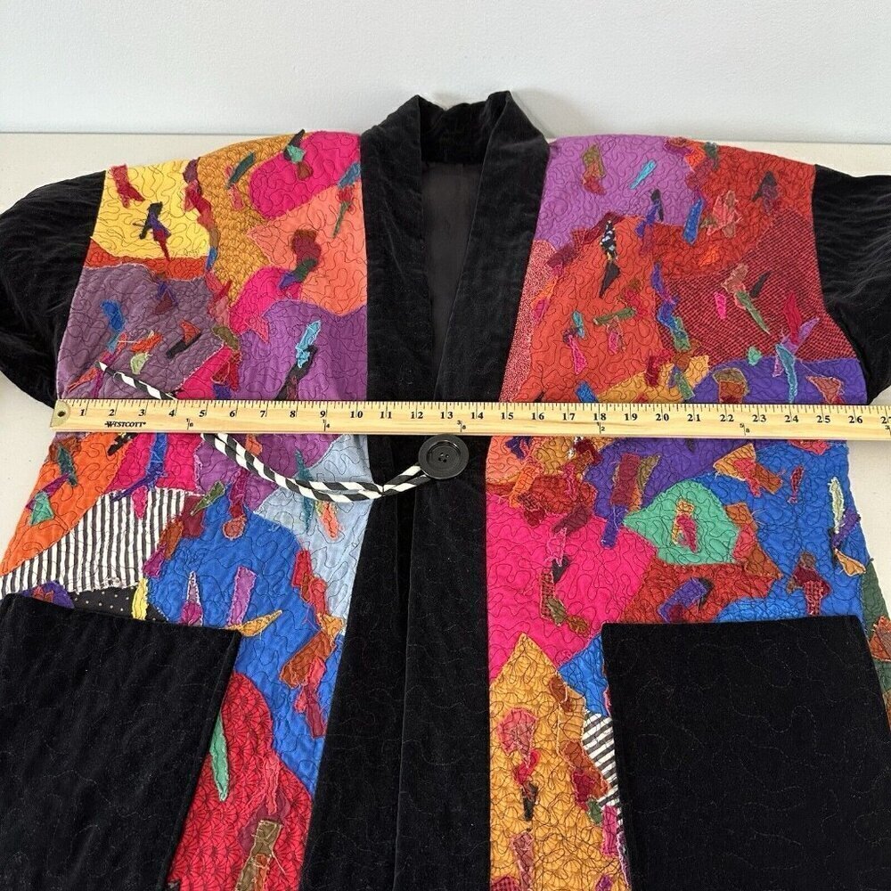 Statement Jacket Kimono Patchwork Colorful Size XL - image 9